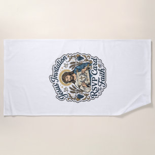 Jesus Invitation RSVP Card Faith Jesus Invitation Beach Towel