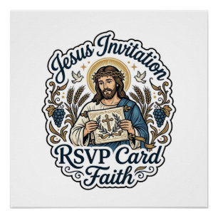 Jesus Invitation RSVP Card Faith Jesus Invitation  Poster