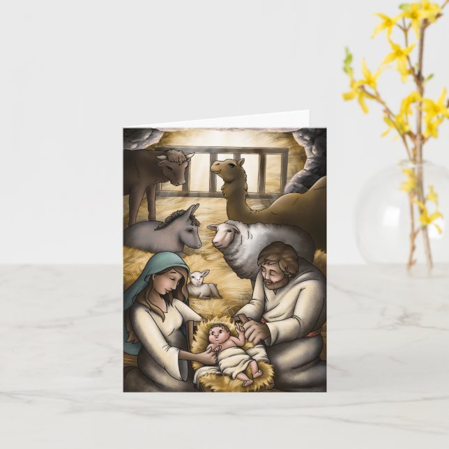 Jesus Is Born  Card (Yellow Flower)