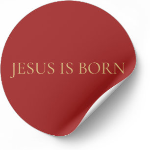 Jesus Is Born Christmas Red Sticker 