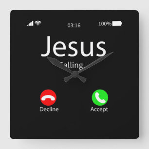 Jesus Is Calling Christian Square Wall Clock