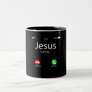 Jesus Is Calling Christian Two-Tone Coffee Mug