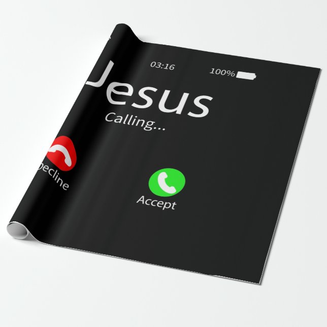 Jesus Is Calling Christian Wrapping Paper (Unrolled)