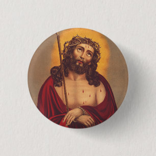 Jesus is crowned with a crown of thorns 1 inch round button