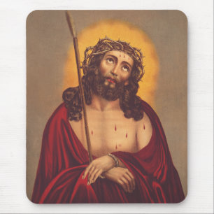 Jesus is crowned with a crown of thorns mouse pad