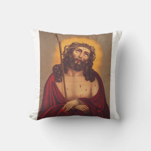 Jesus is crowned with a crown of thorns throw pillow