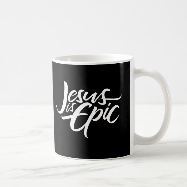 Jesus is Epic Lettering Christian Calligraphy Red Coffee Mug (Right)