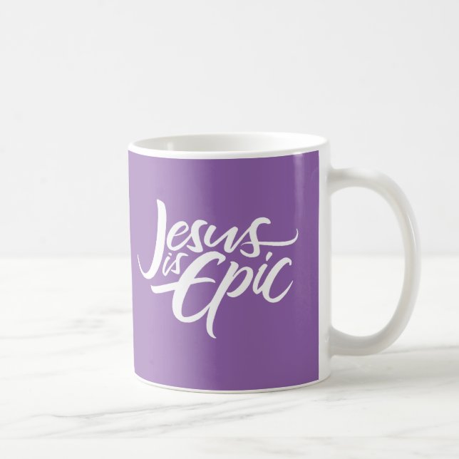 Jesus is Epic Religious Lettering Purple Christian Coffee Mug (Right)