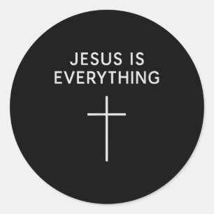 Jesus Is Everything Minimal Cross Christian Faith  Classic Round Sticker
