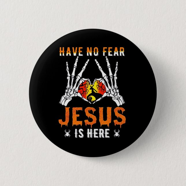 Jesus Is Heart Skeleton Hand  2 Inch Round Button (Front)