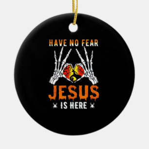 Jesus Is Heart Skeleton Hand  Ceramic Ornament