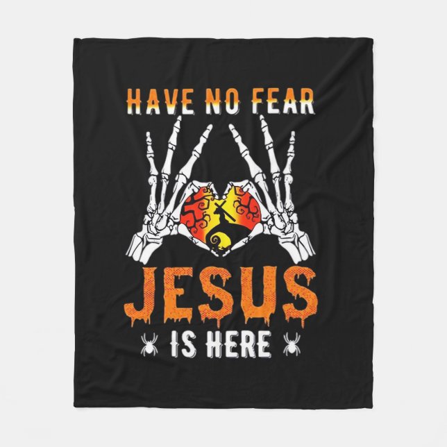 Jesus Is Heart Skeleton Hand  Fleece Blanket (Front)
