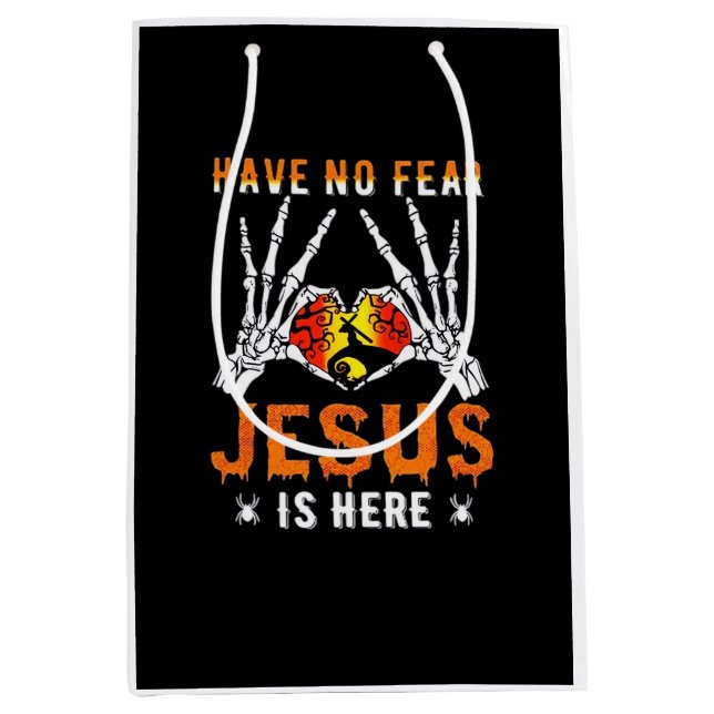 Jesus Is Heart Skeleton Hand  Medium Gift Bag (Front)