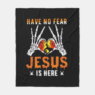Jesus Is Heart Skeleton Hand Minimal Design Fleece Blanket