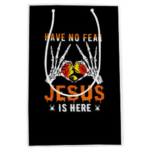 Jesus Is Heart Skeleton Hand Minimal Design Medium Gift Bag