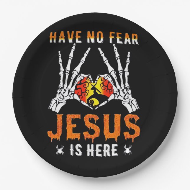 Jesus Is Heart Skeleton Hand  Paper Plate (Front)