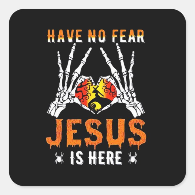 Jesus Is Heart Skeleton Hand  Square Sticker (Front)