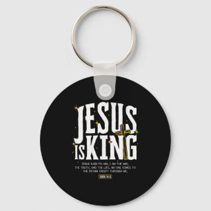 Jesus Is King Bible Verse John 14_6 Christian God Keychain