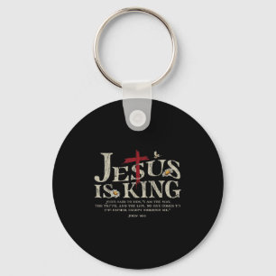 Jesus Is King Bible Verse John 14_6 Christian God Keychain