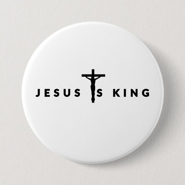 Jesus Is King Black Text 3 Inch Round Button (Front)