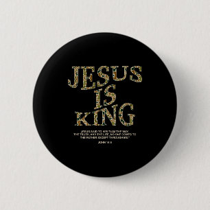 Jesus Is King Camo Christian Cross God Faith Bible 2 Inch Round Button
