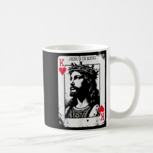 Jesus is king card christian king of hearts design coffee mug