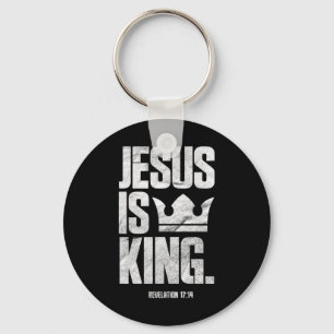 Jesus Is King Christian Bible Scripture Quote Pull Keychain