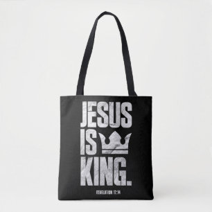 Jesus Is King Christian Bible Scripture Quote Pull Tote Bag