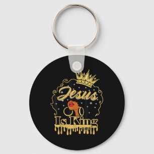 Jesus Is King Christian Black Women Afro African A Keychain