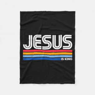 Jesus Is King Christian Cross God Faith Bible Reli Fleece Blanket