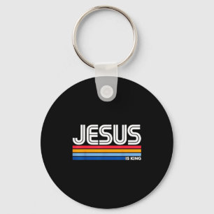 Jesus Is King Christian Cross God Faith Bible Reli Keychain