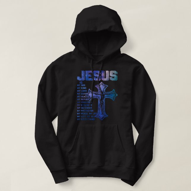 Jesus Is King Christian Groovy Hippie Trendy Chris Hoodie (Design Front)