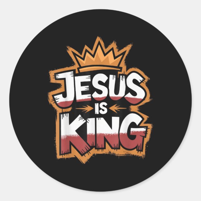 Jesus Is King  Classic Round Sticker (Front)