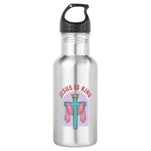 Jesus Is King Cross Crown Vintage Christian T-Shir 532 Ml Water Bottle