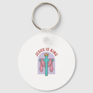 Jesus Is King Cross Crown Vintage Christian T-Shir Keychain