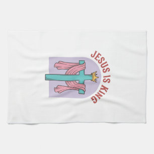 Jesus Is King Cross Crown Vintage Christian T-Shir Kitchen Towel