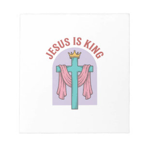 Jesus Is King Cross Crown Vintage Christian T-Shir Notepad