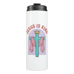 Jesus Is King Cross Crown Vintage Christian T-Shir Thermal Tumbler