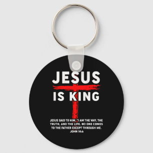 Jesus Is King Men Women Christian Cross Boy Toddle Keychain