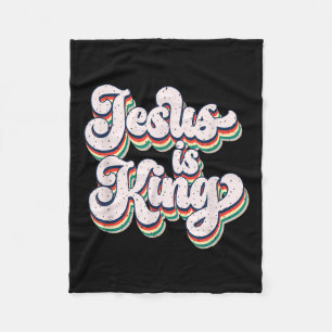Jesus Is King Retro Faith Statement Design Fleece Blanket