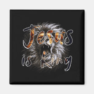 Jesus Is King, The Lion Of Judah Striking Christia Magnet