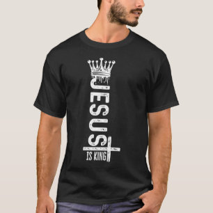 Jesus Is King   White Vintage Christian Text T-Shirt