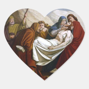 Jesus is Laid in the Tomb Stations of the Cross 14 Heart Sticker