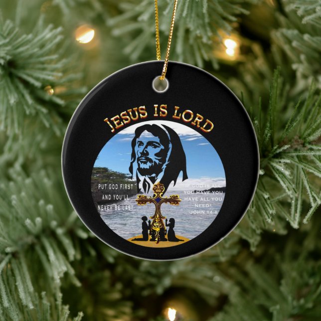 Jesus Is Lord Ceramic Ornament (Tree)