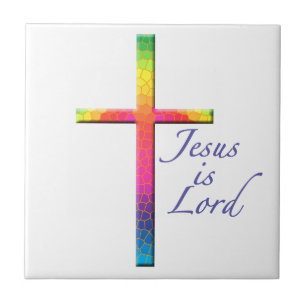 Jesus is Lord-Colourful Cross Tile