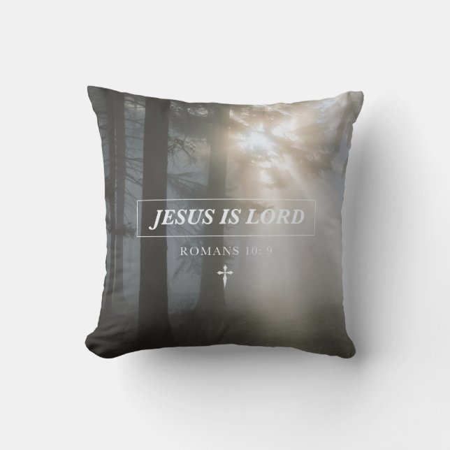 Jesus Is LORD Romans 10: 9 Christian Bible Verse Throw Pillow (Front)