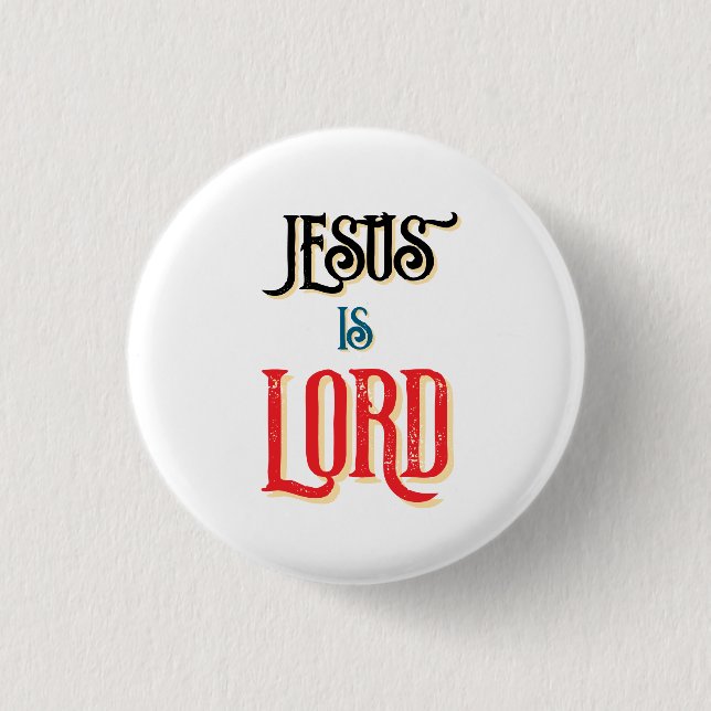 Jesus is LORD White Christian  1 Inch Round Button (Front)