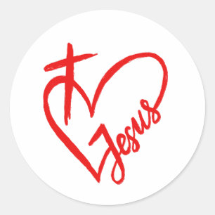 Jesus is love and life classic round sticker