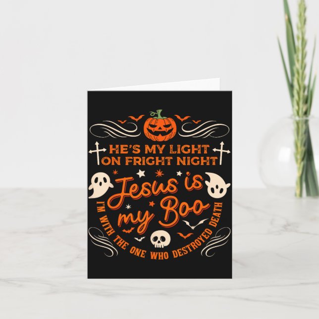 Jesus Is My Boo Christian Halloween Ghost Pumpkin  Card (Front)