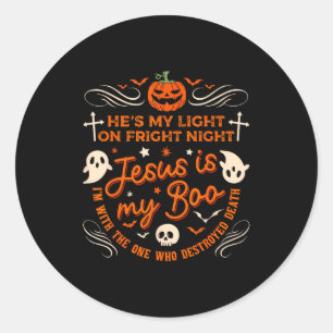 Jesus Is My Boo Christian Halloween Ghost Pumpkin Classic Round Sticker